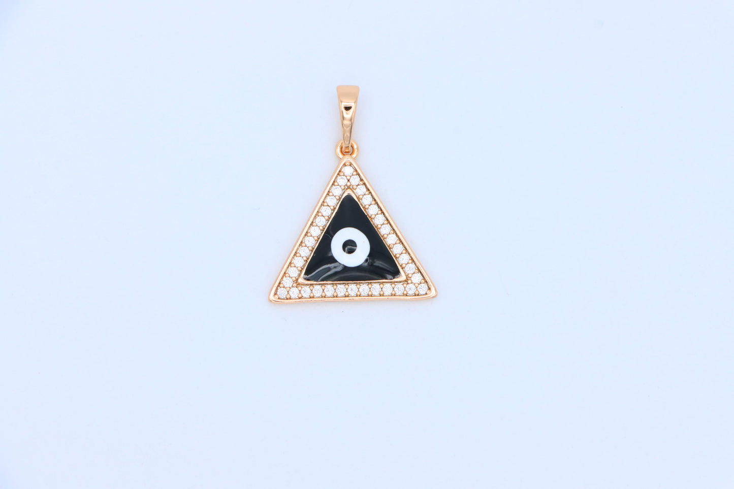 Triangle Evil Eye Pendant in Rose Gold Finish with Crystal Border, XPPT1837 (2155-3)
