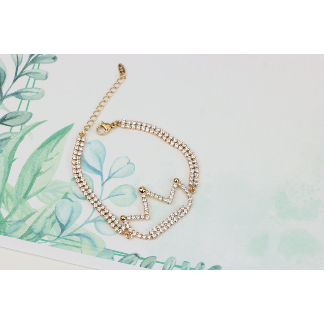 Rose Gold Crown Bracelet with Crystals, XPBL0680 (2068-9)
