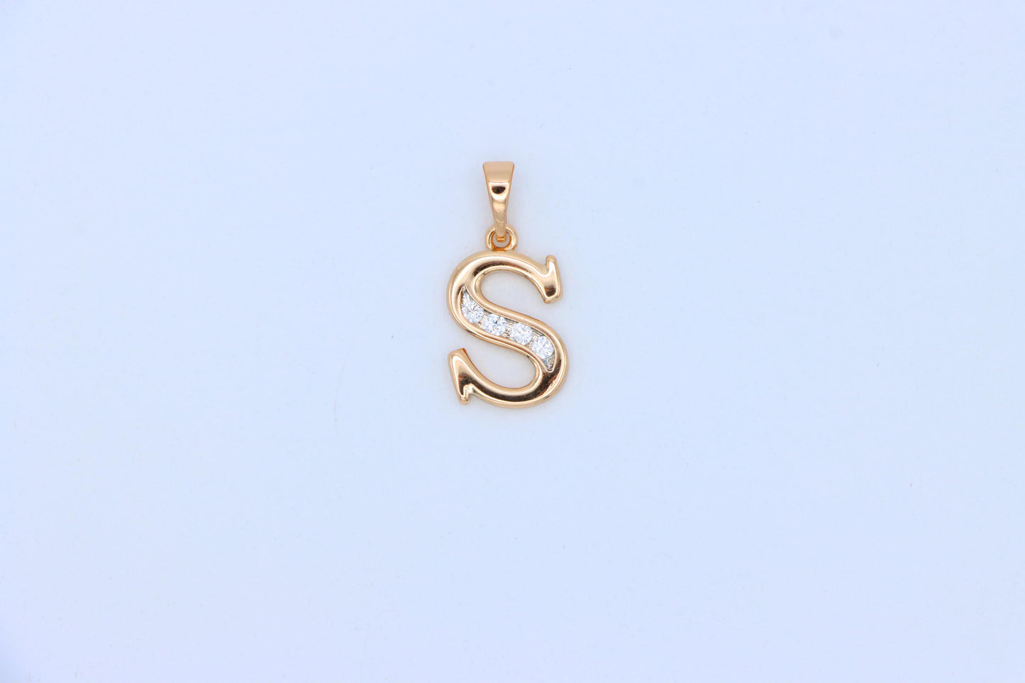 Rose Gold Letter S Pendant with Sparkling Crystals – Elegant Finish, XPPT1368 (2132-9)