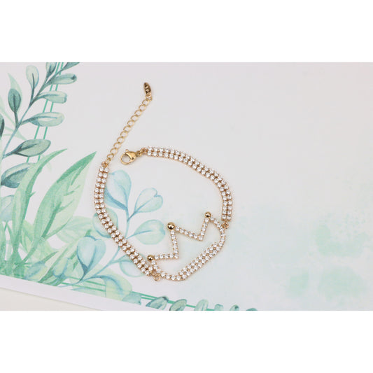 Rose Gold Crown Bracelet with Crystals, XPBL0680 (2068-9)
