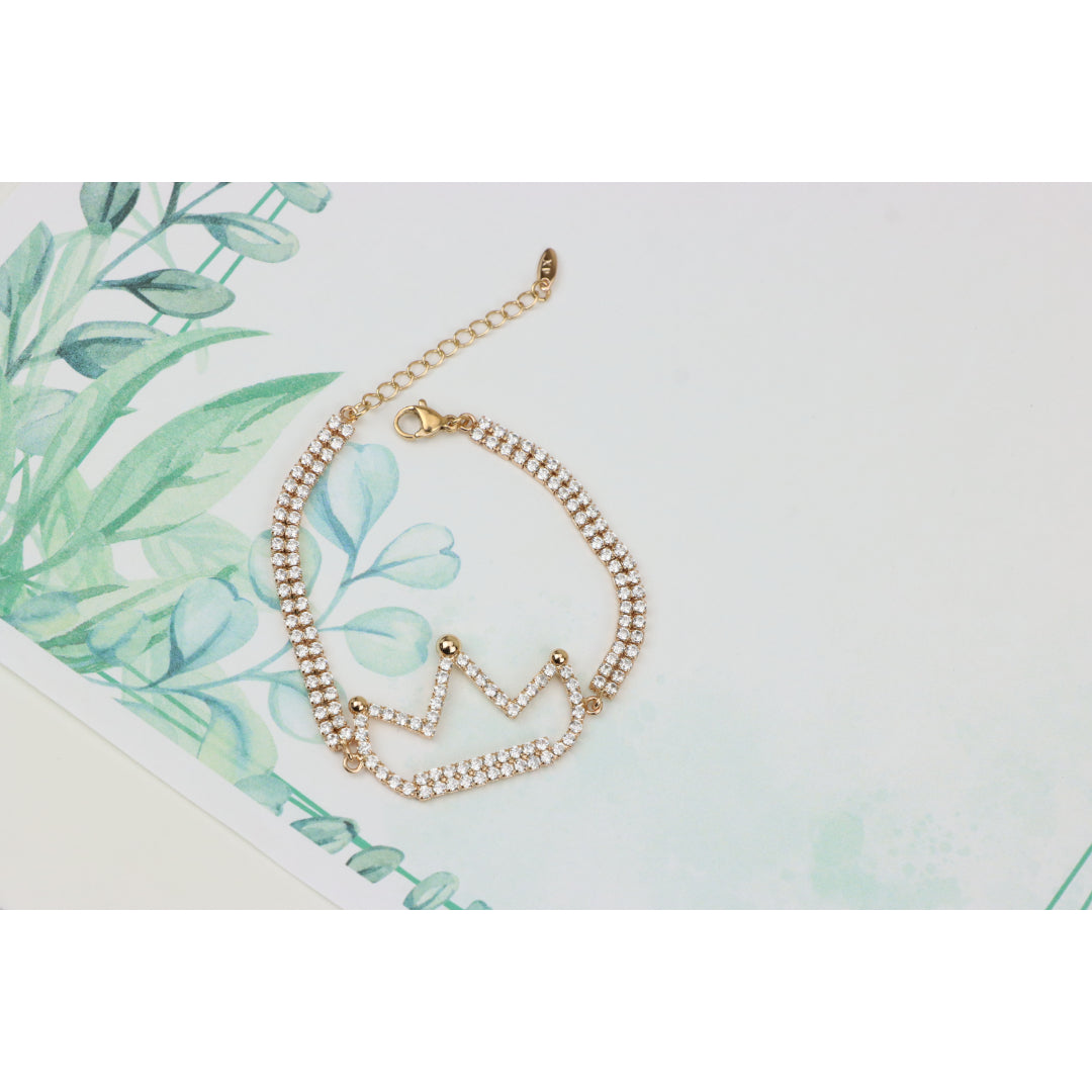 Rose Gold Crown Bracelet with Crystals, XPBL0680 (2068-9)