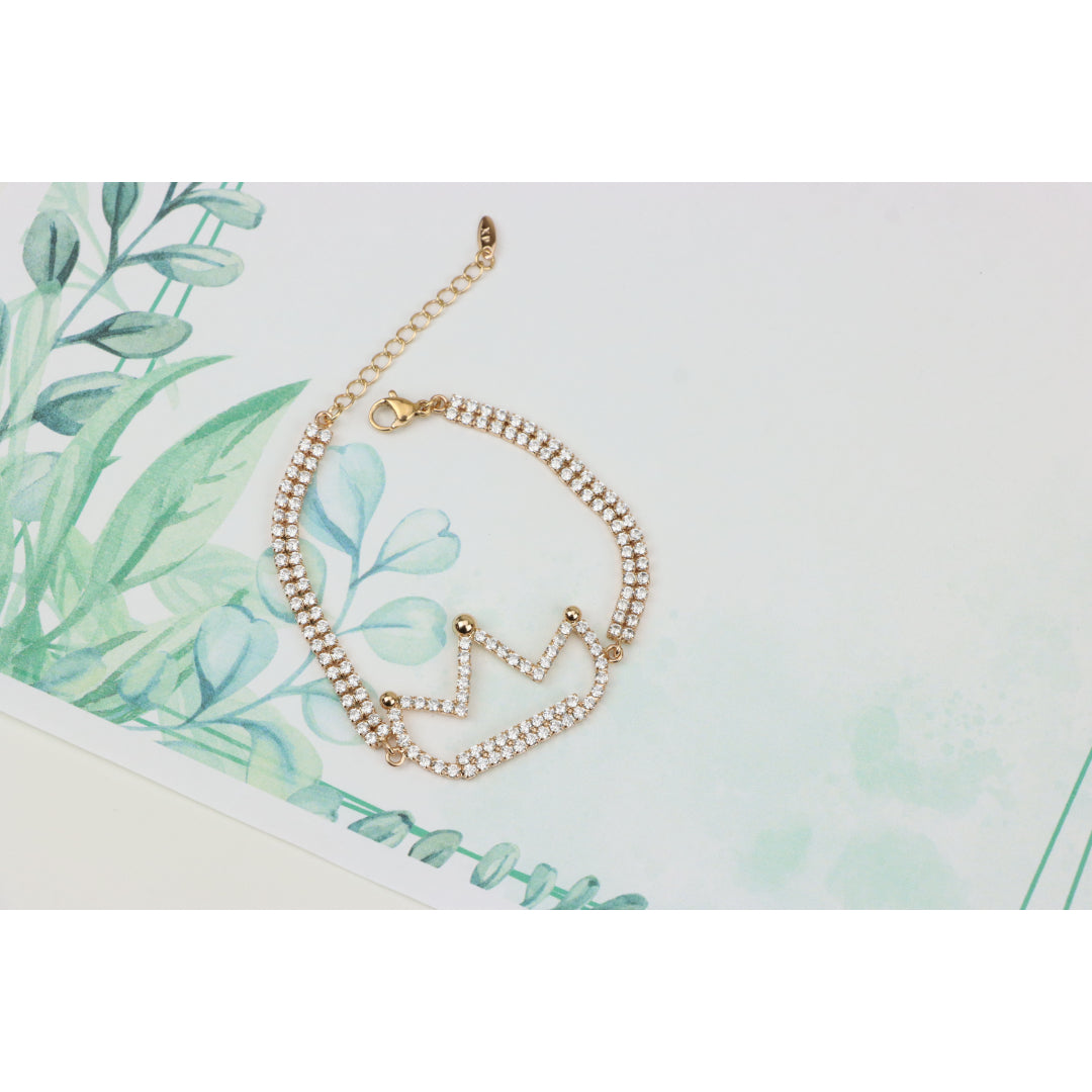 Rose Gold Crown Bracelet with Crystals, XPBL0680 (2068-9)