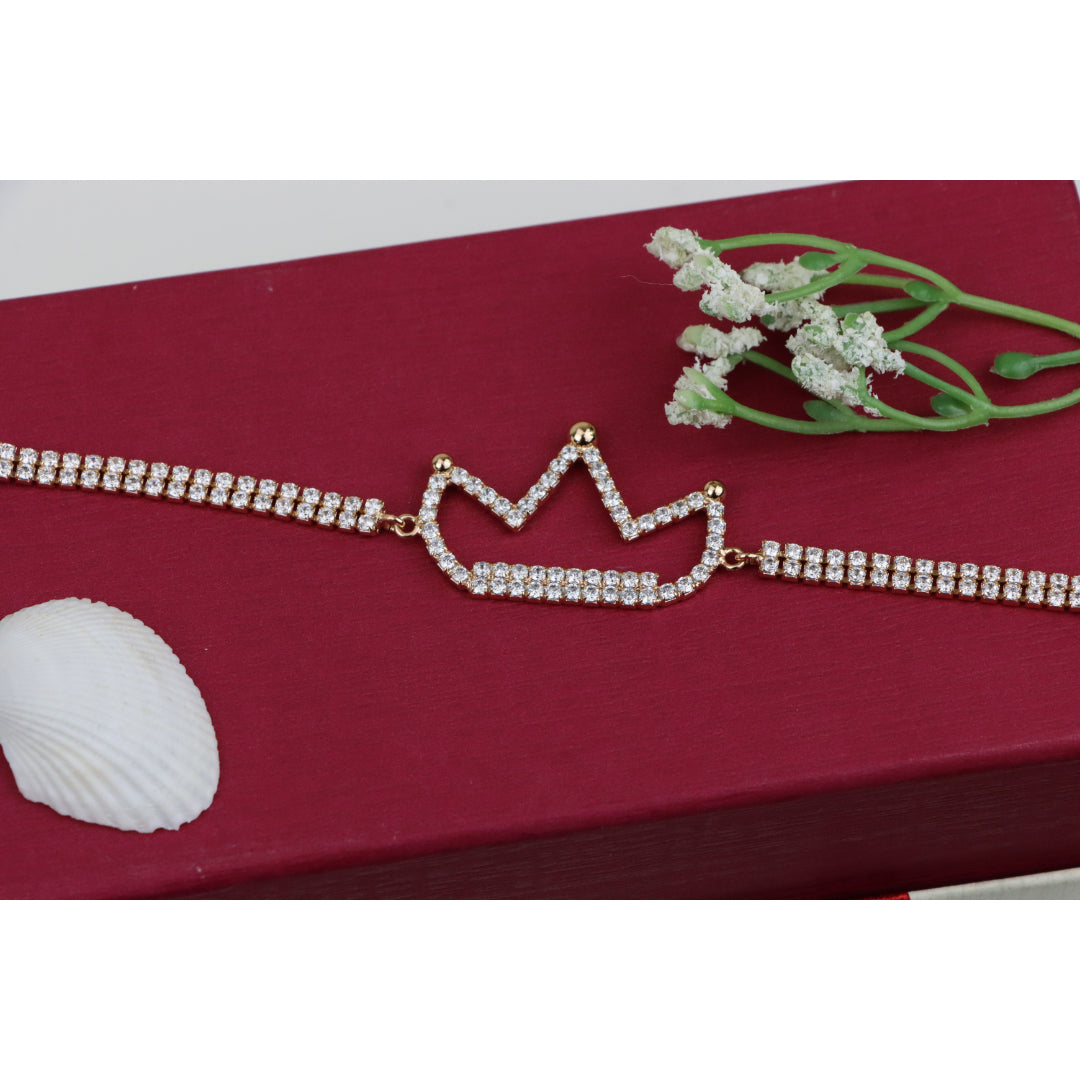 Rose Gold Crown Bracelet with Crystals, XPBL0680 (2068-9)