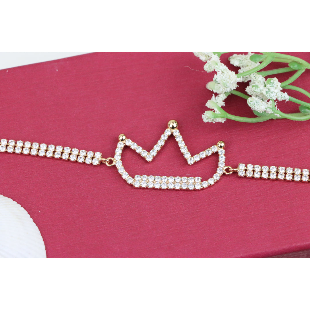 Rose Gold Crown Bracelet with Crystals, XPBL0680 (2068-9)