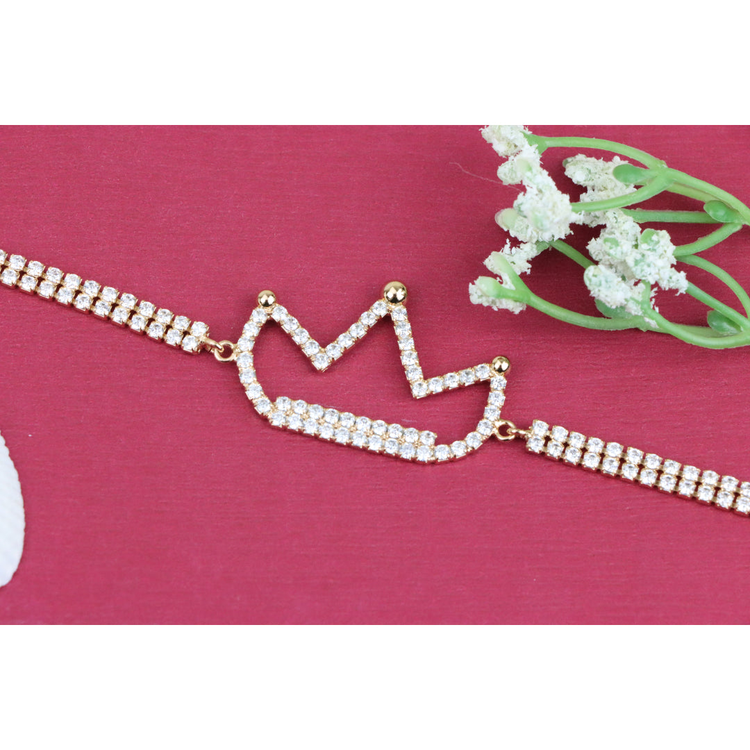 Rose Gold Crown Bracelet with Crystals, XPBL0680 (2068-9)