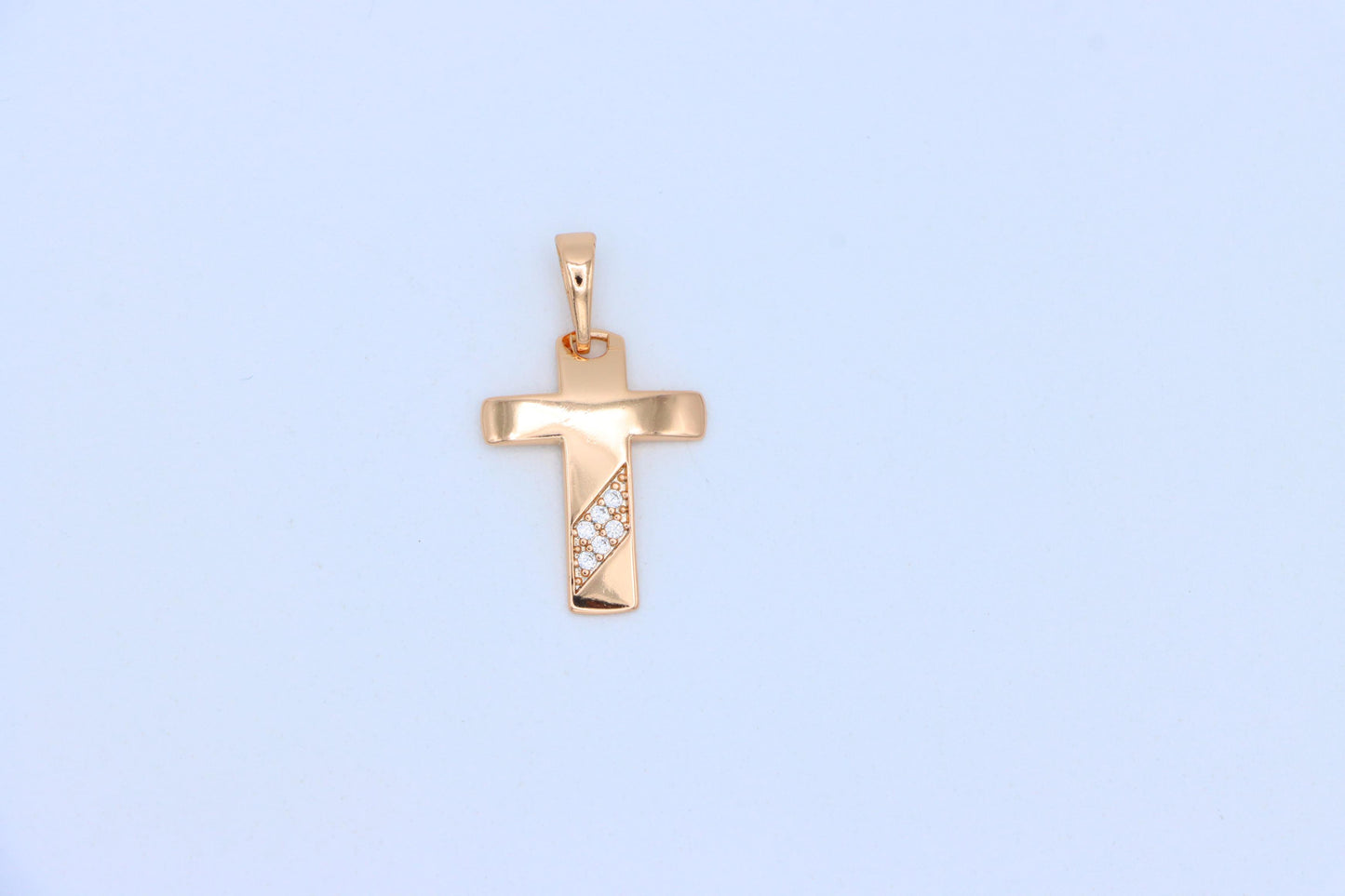 Cross Pendant with Diagonal Crystal Accent in Rose Gold Finish, XPPT1838 (2155-4)