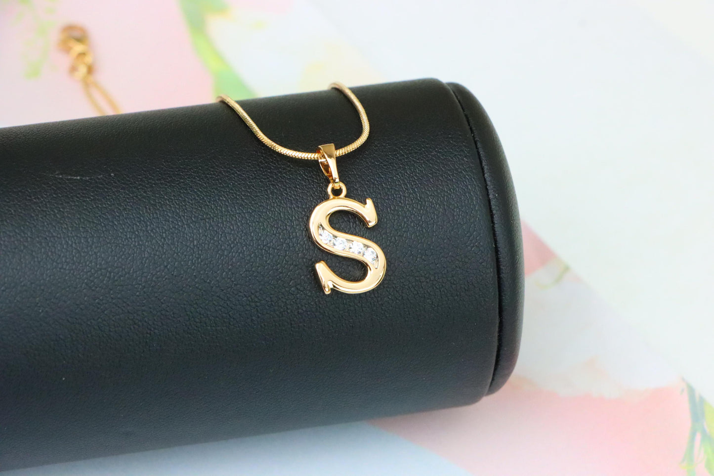 Rose Gold Letter S Pendant with Sparkling Crystals – Elegant Finish, XPPT1368 (2132-9)