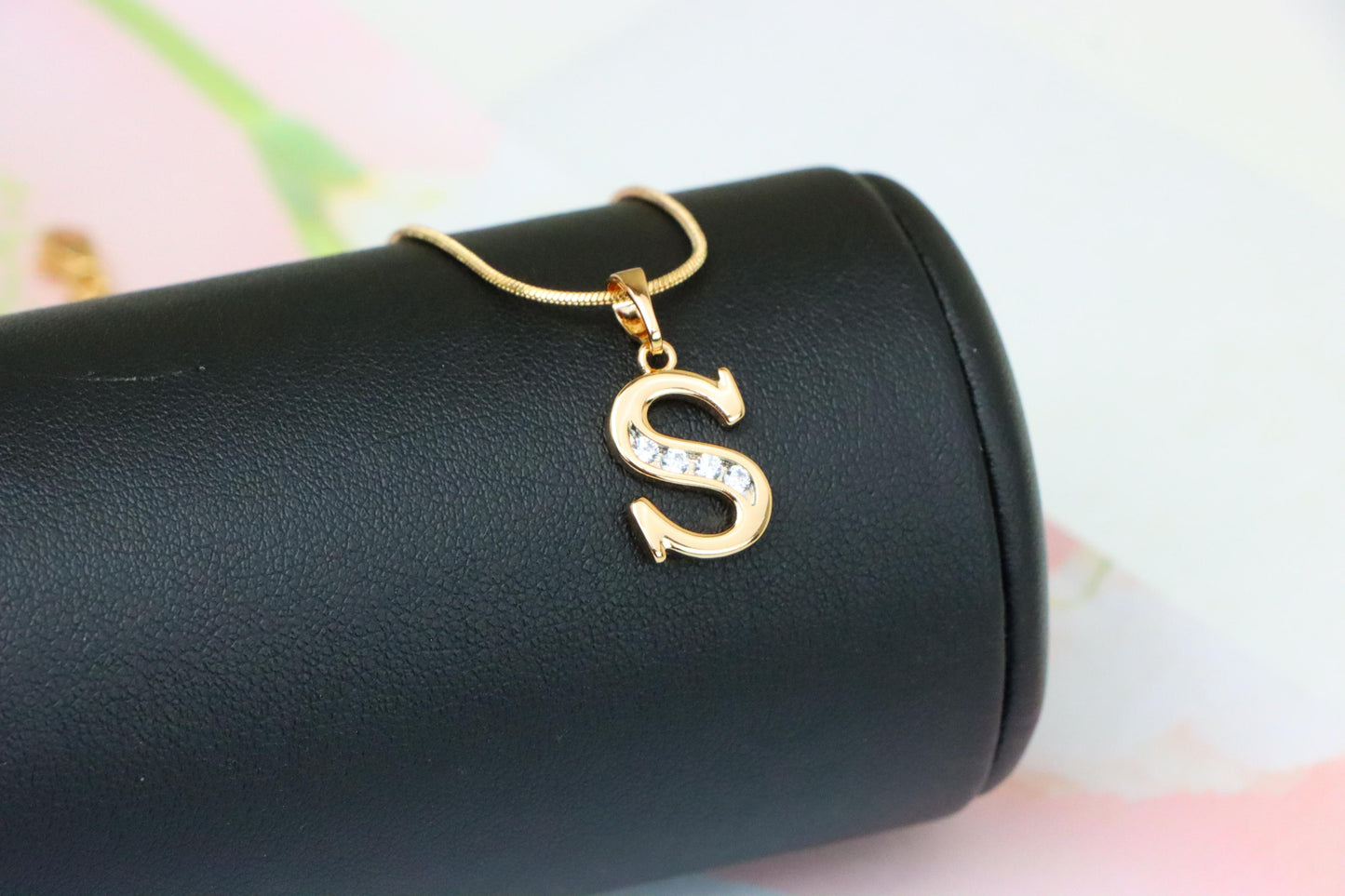 Rose Gold Letter S Pendant with Sparkling Crystals – Elegant Finish, XPPT1368 (2132-9)