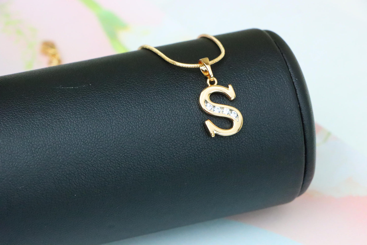 Rose Gold Letter S Pendant with Sparkling Crystals – Elegant Finish, XPPT1368 (2132-9)