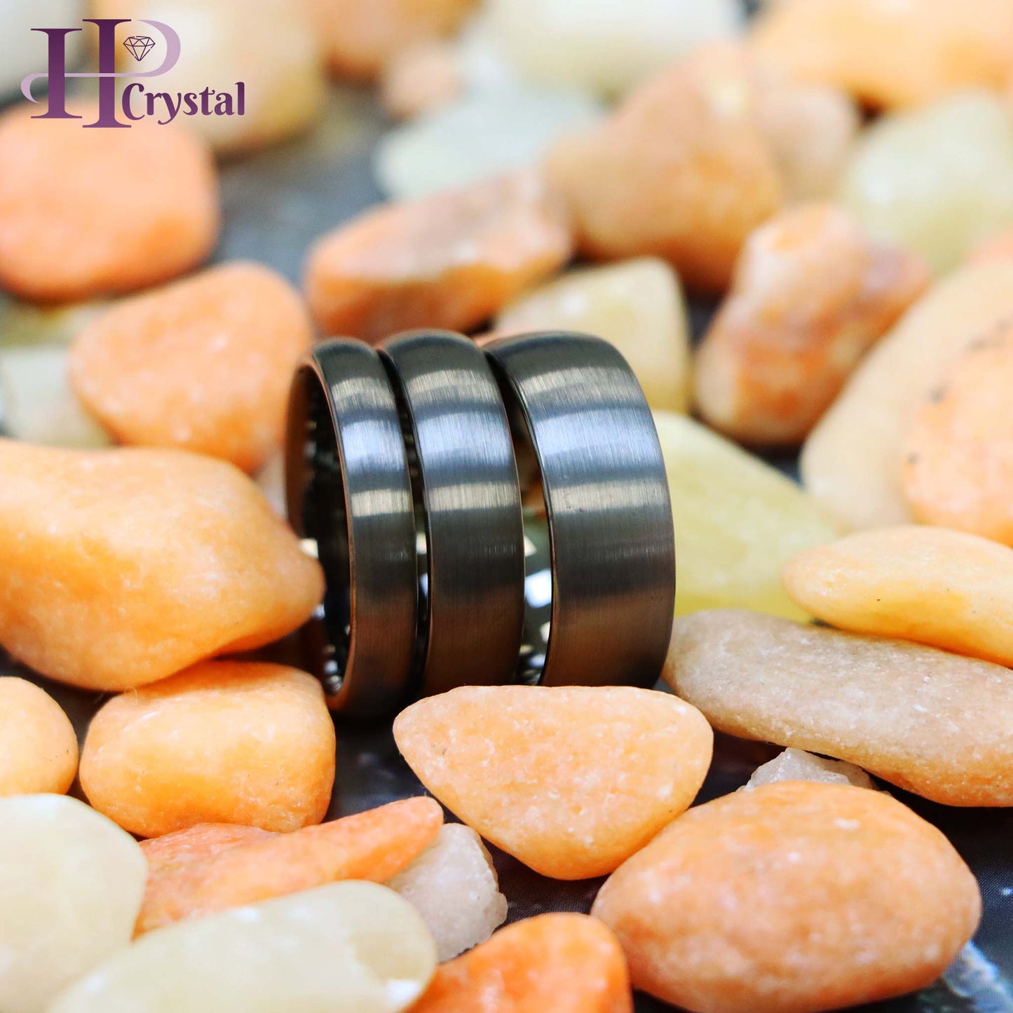 Dome Brush Gun Metal Tungsten Ring