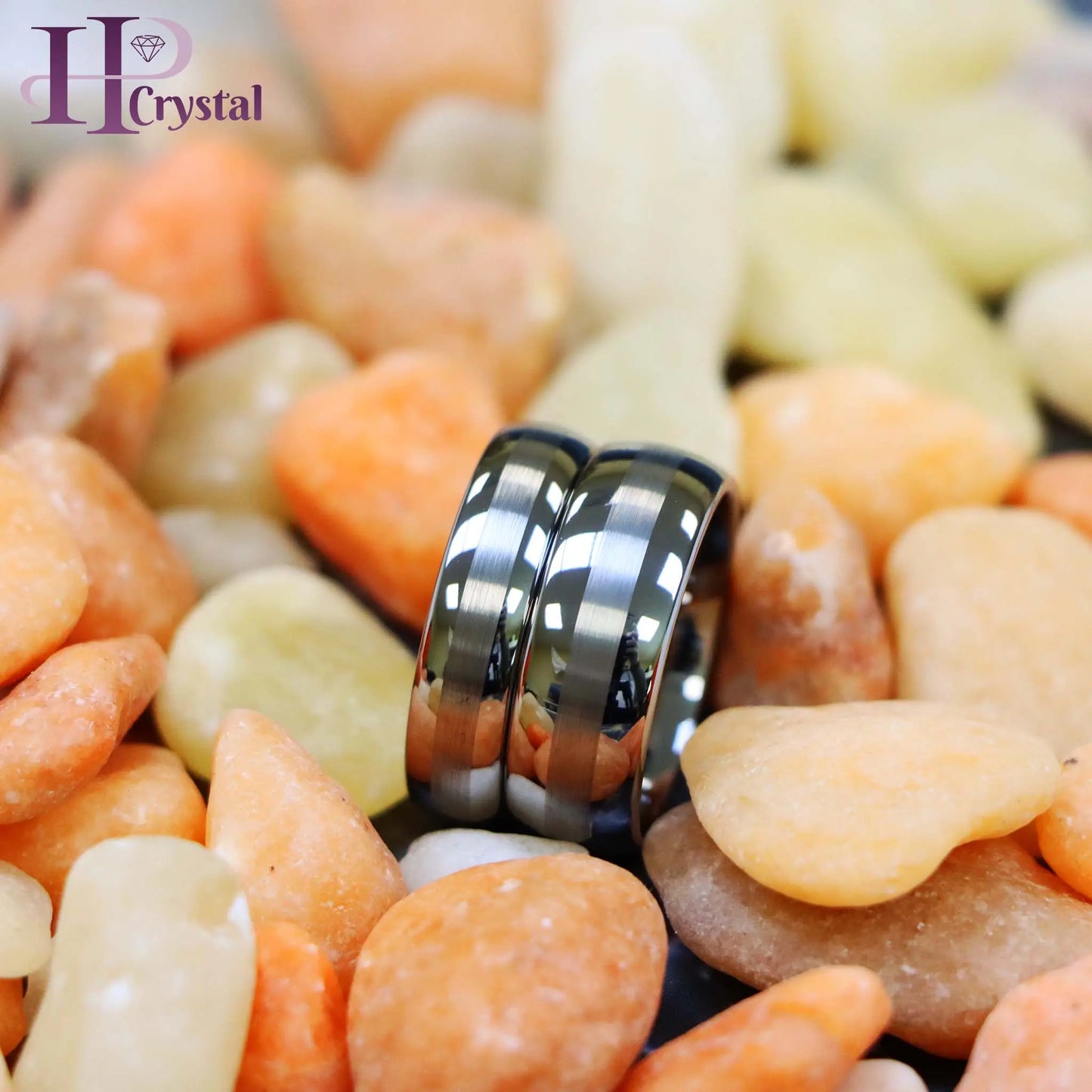 Polished Shiny with Brushed Center Tungsten Ring