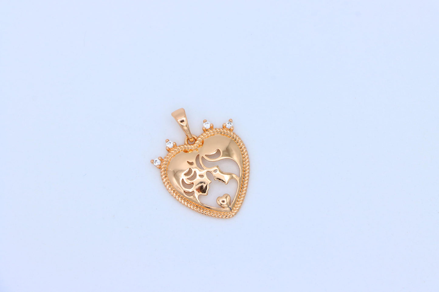 Crowned Heart Pendant in Rose Gold with Intricate Silhouette Design, XPPT1839 (2155-5)