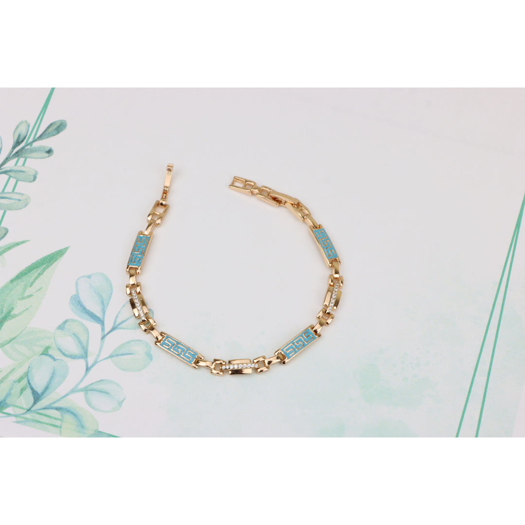 Rose Gold Bracelet with Blue Enamel and Crystals, XPBL0682 (2069-1)