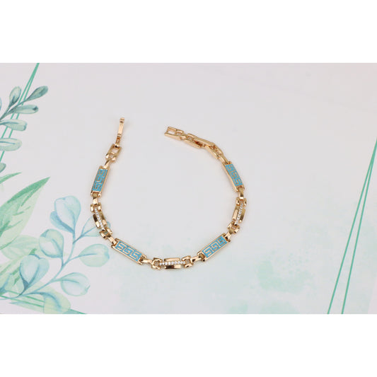 Rose Gold Bracelet with Blue Enamel and Crystals, XPBL0682 (2069-1)