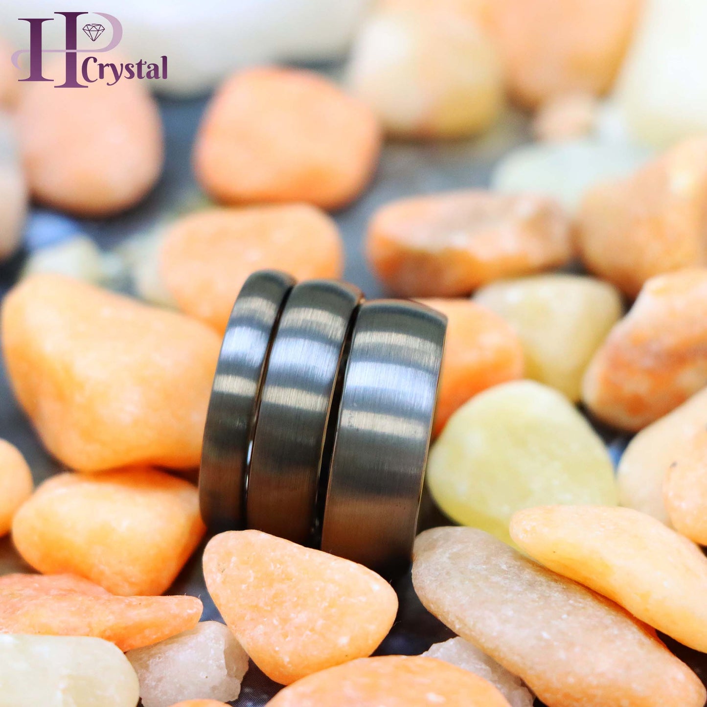 Dome Brush Gun Metal Tungsten Ring