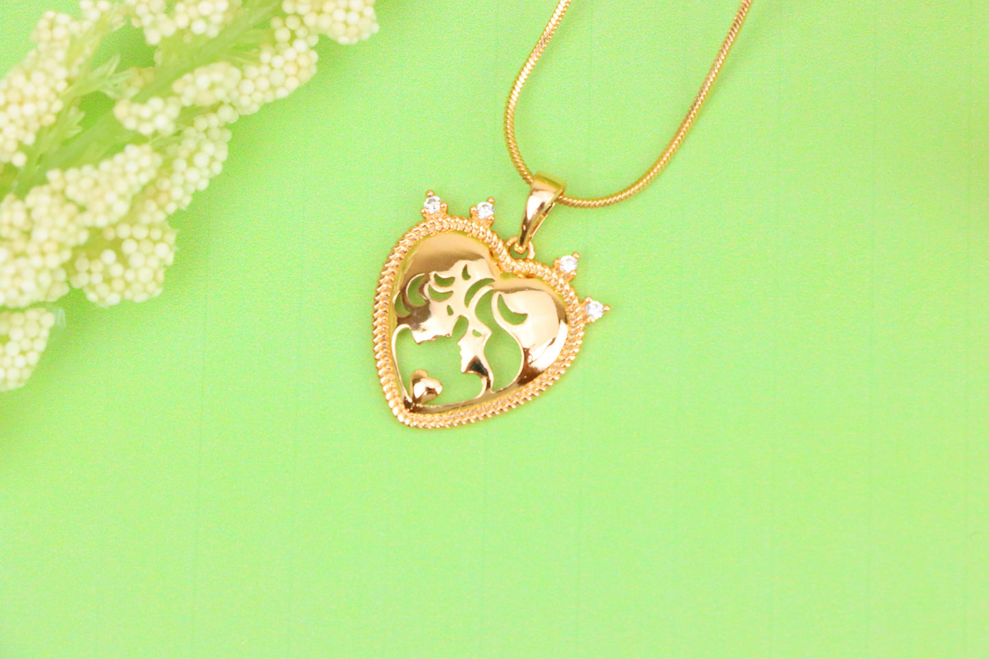 Crowned Heart Pendant in Rose Gold with Intricate Silhouette Design, XPPT1839 (2155-5)