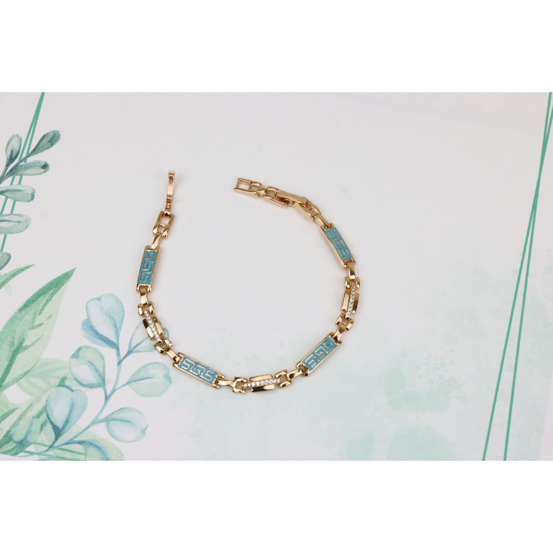 Rose Gold Bracelet with Blue Enamel and Crystals, XPBL0682 (2069-1)