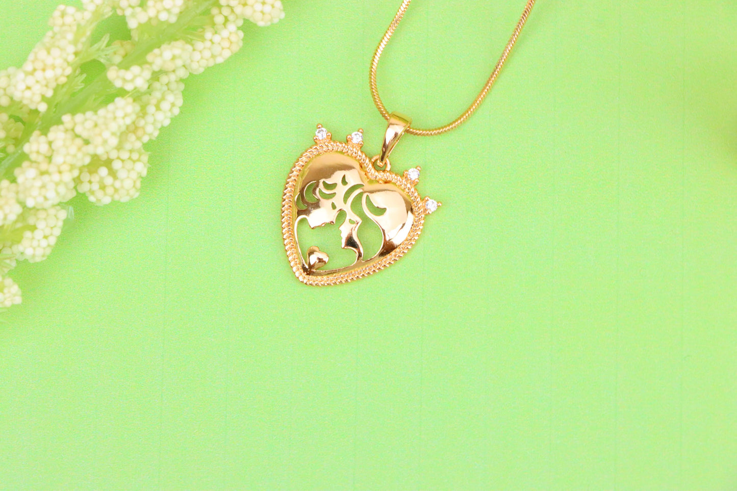 Crowned Heart Pendant in Rose Gold with Intricate Silhouette Design, XPPT1839 (2155-5)