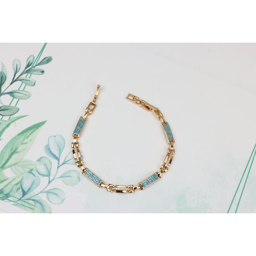 Rose Gold Bracelet with Blue Enamel and Crystals, XPBL0682 (2069-1)
