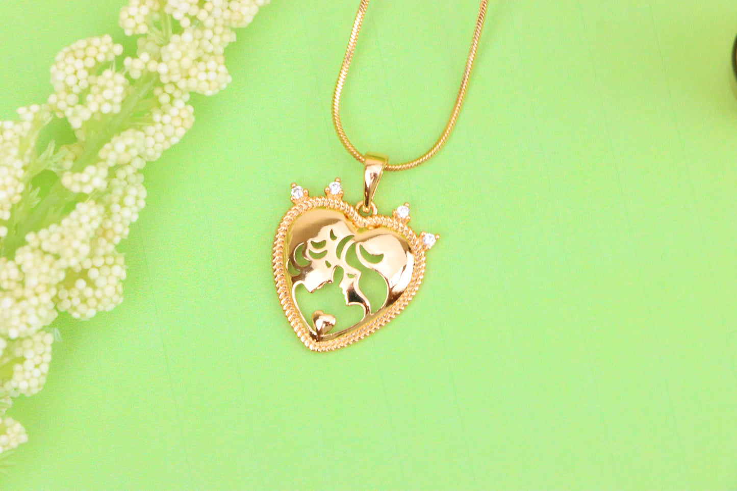 Crowned Heart Pendant in Rose Gold with Intricate Silhouette Design, XPPT1839 (2155-5)