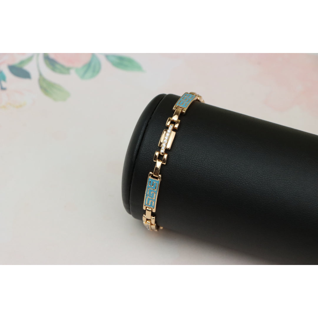 Rose Gold Bracelet with Blue Enamel and Crystals, XPBL0682 (2069-1)
