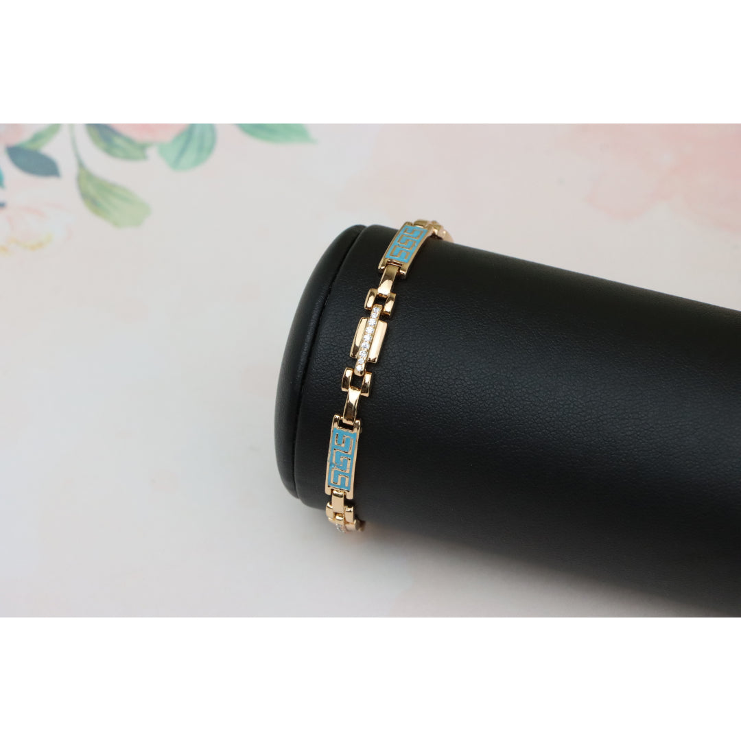 Rose Gold Bracelet with Blue Enamel and Crystals, XPBL0682 (2069-1)