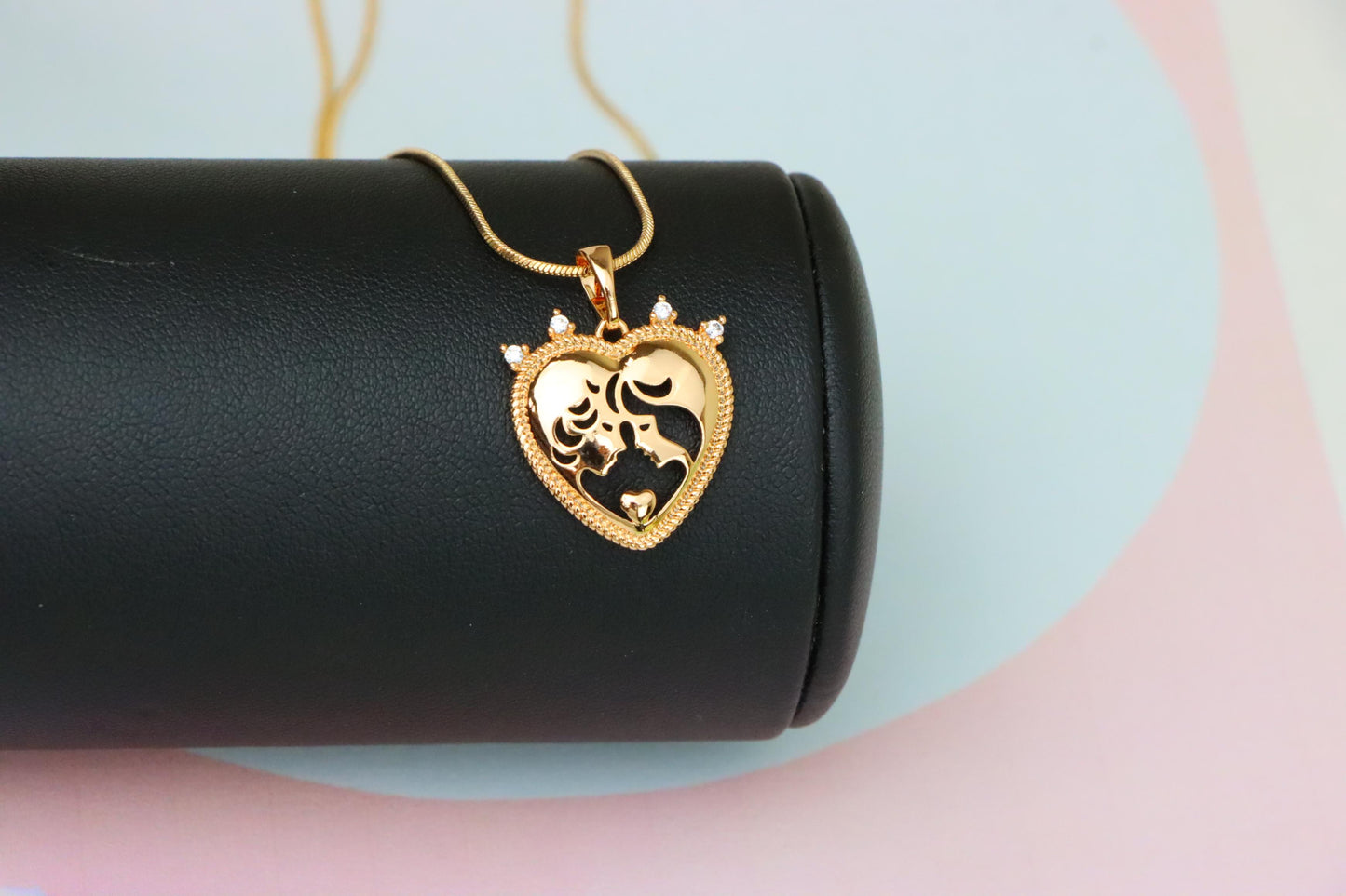 Crowned Heart Pendant in Rose Gold with Intricate Silhouette Design, XPPT1839 (2155-5)