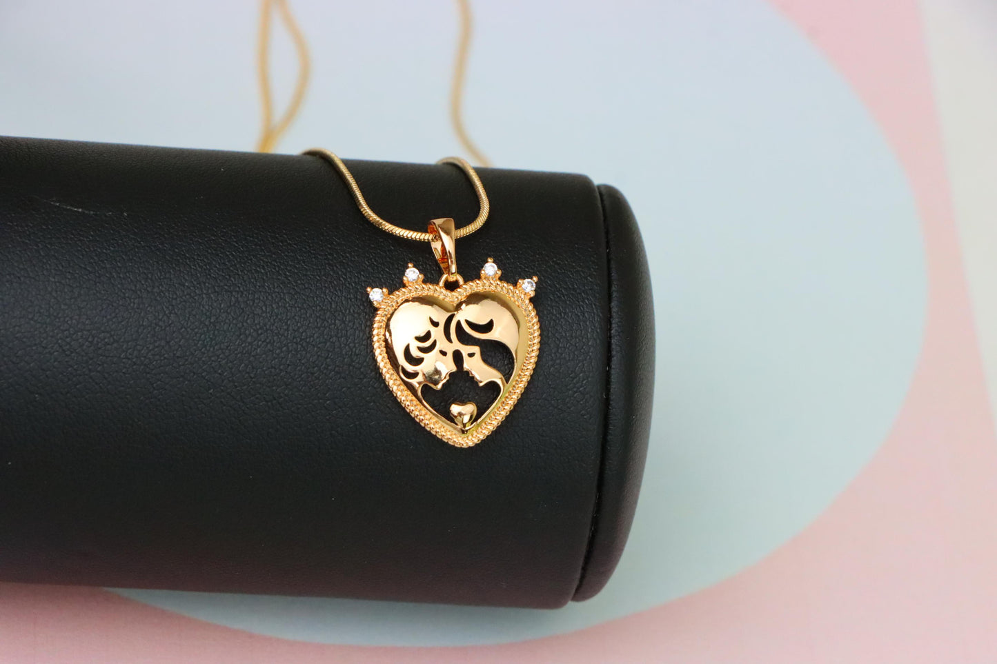 Crowned Heart Pendant in Rose Gold with Intricate Silhouette Design, XPPT1839 (2155-5)