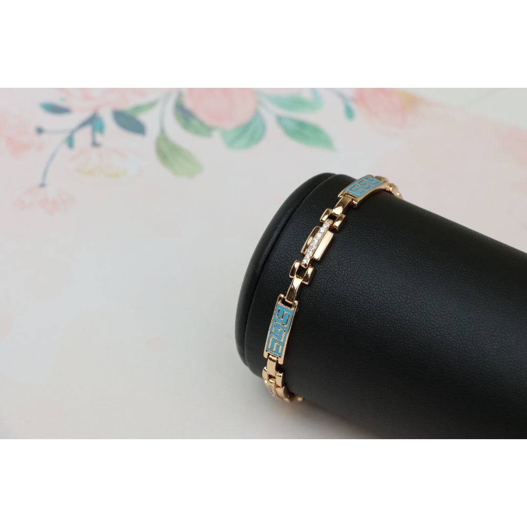 Rose Gold Bracelet with Blue Enamel and Crystals, XPBL0682 (2069-1)