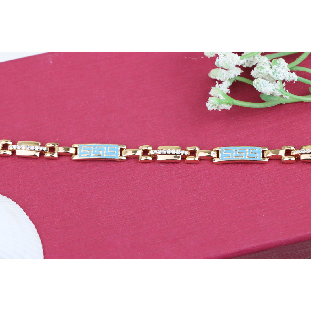 Rose Gold Bracelet with Blue Enamel and Crystals, XPBL0682 (2069-1)