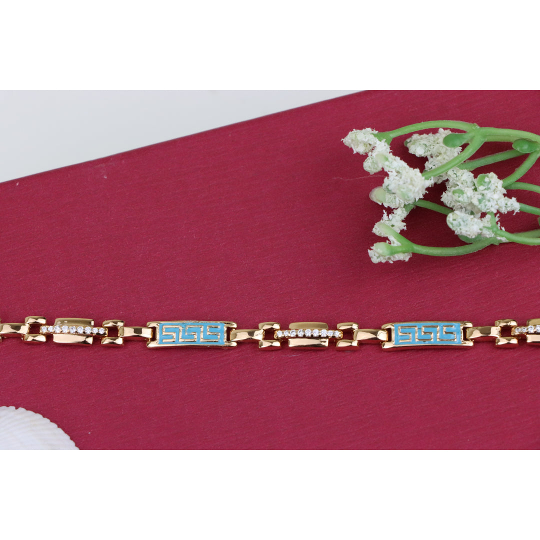 Rose Gold Bracelet with Blue Enamel and Crystals, XPBL0682 (2069-1)