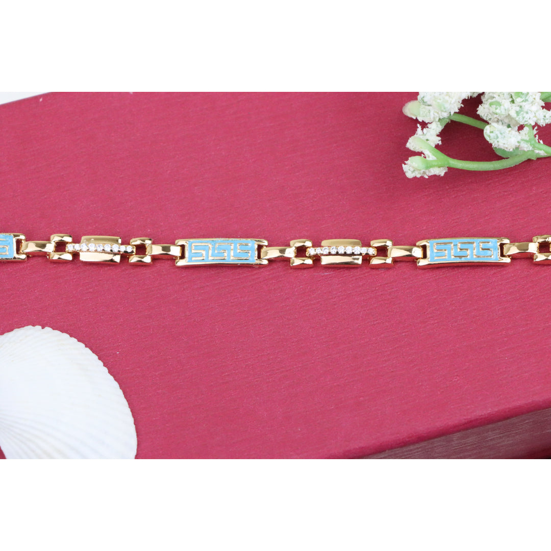 Rose Gold Bracelet with Blue Enamel and Crystals, XPBL0682 (2069-1)