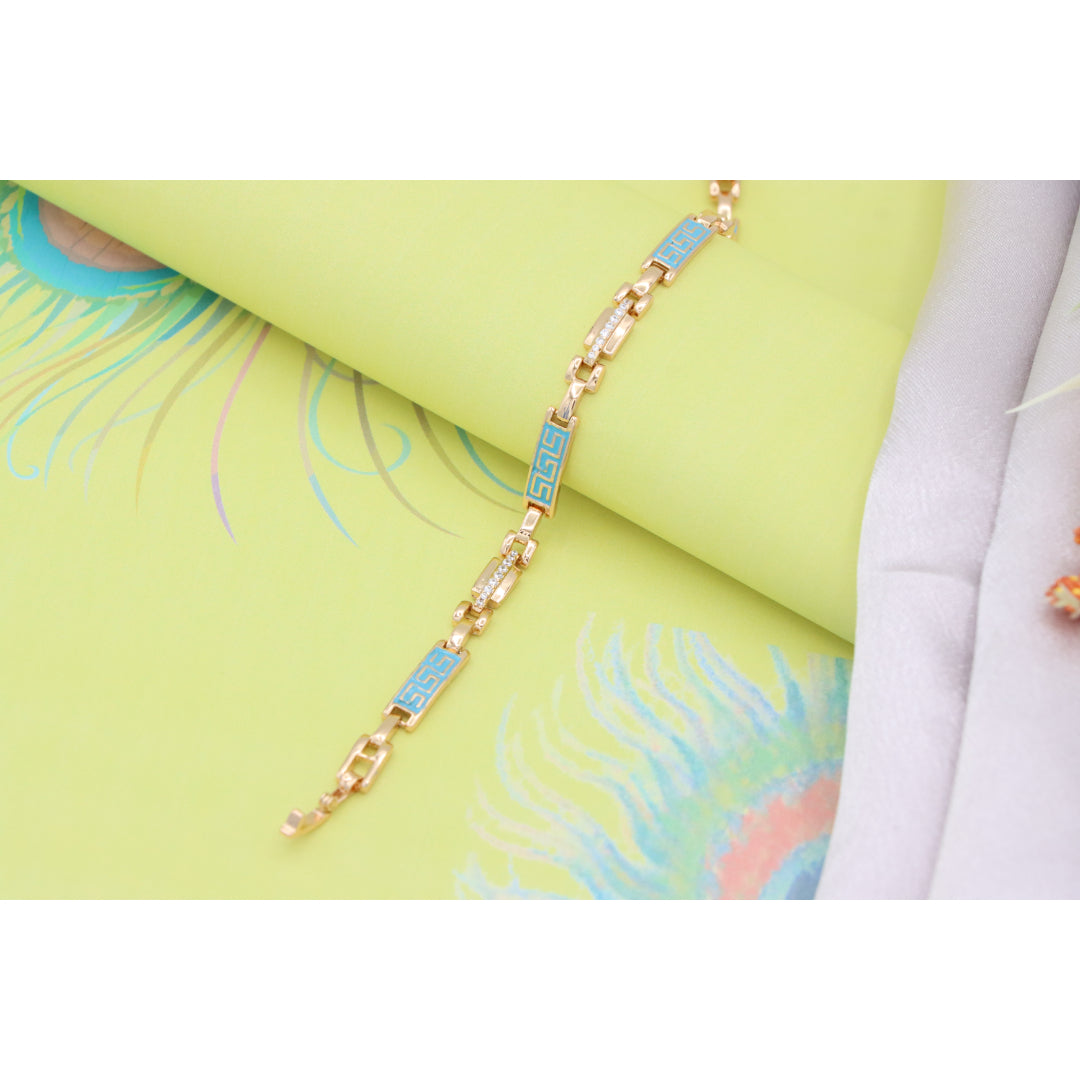 Rose Gold Bracelet with Blue Enamel and Crystals, XPBL0682 (2069-1)