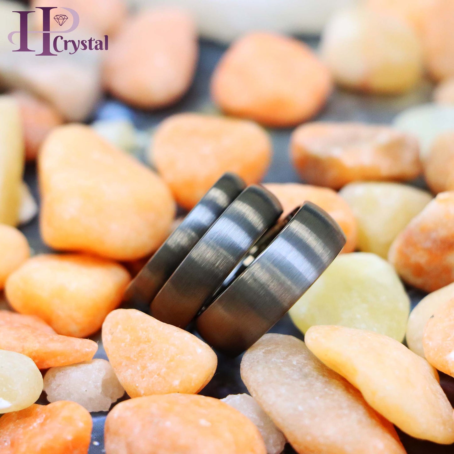 Dome Brush Gun Metal Tungsten Ring