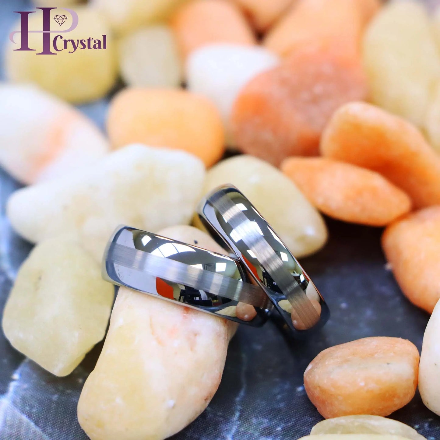 Polished Shiny with Brushed Center Tungsten Ring