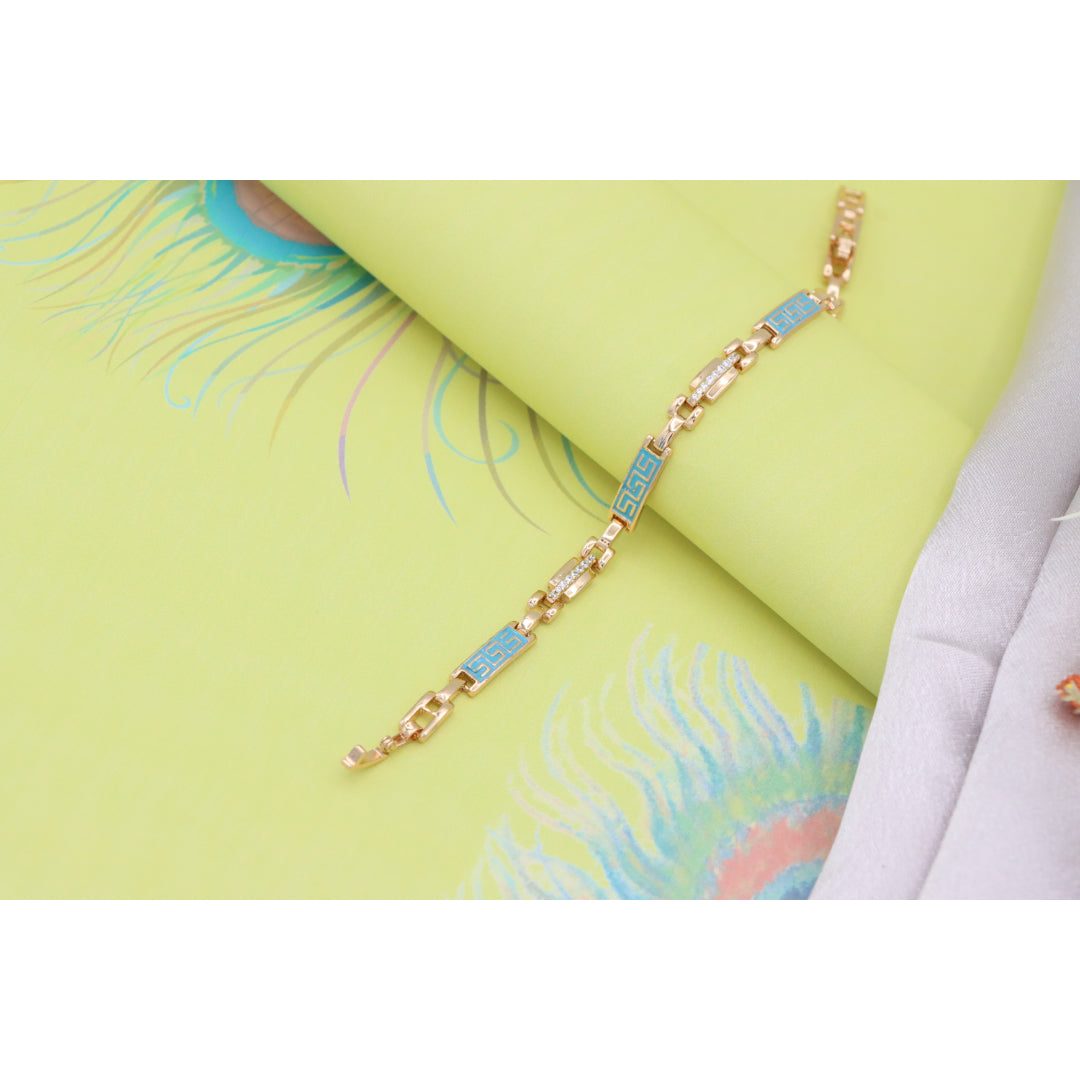 Rose Gold Bracelet with Blue Enamel and Crystals, XPBL0682 (2069-1)