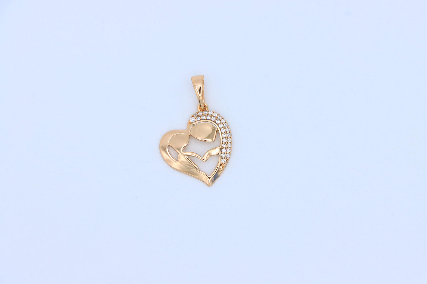 Heart Shaped Mother & Child Pendant in Rose Gold with CZ Accents, XPPT1840 (2155-6)
