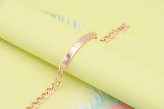 Minimalist Rose Gold Bracelet with Polished Plate Accent, XPBL1080 (2108-9)