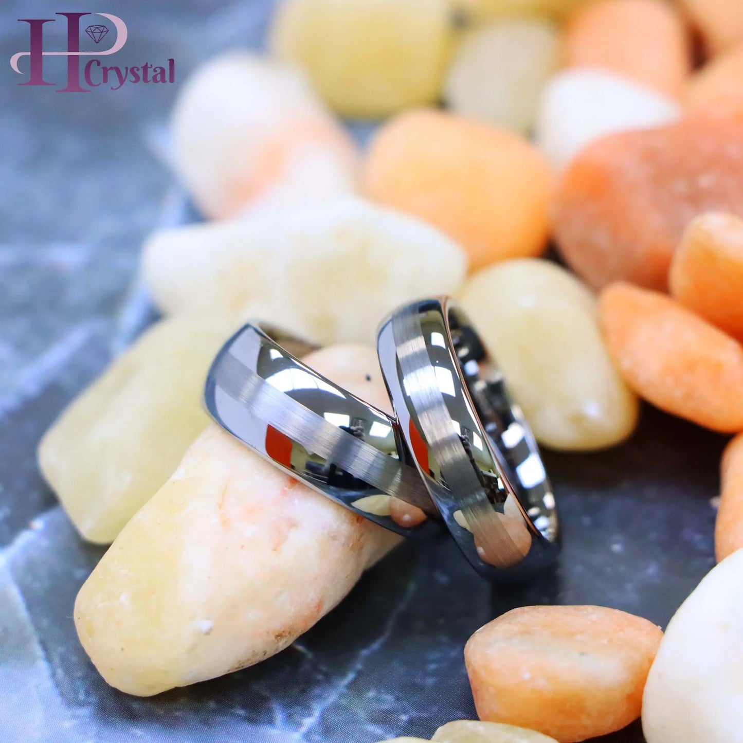 Polished Shiny with Brushed Center Tungsten Ring