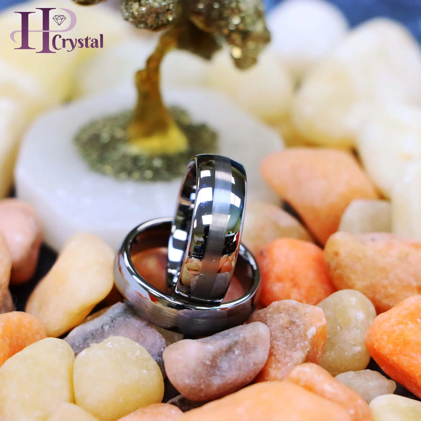 Polished Shiny with Brushed Center Tungsten Ring