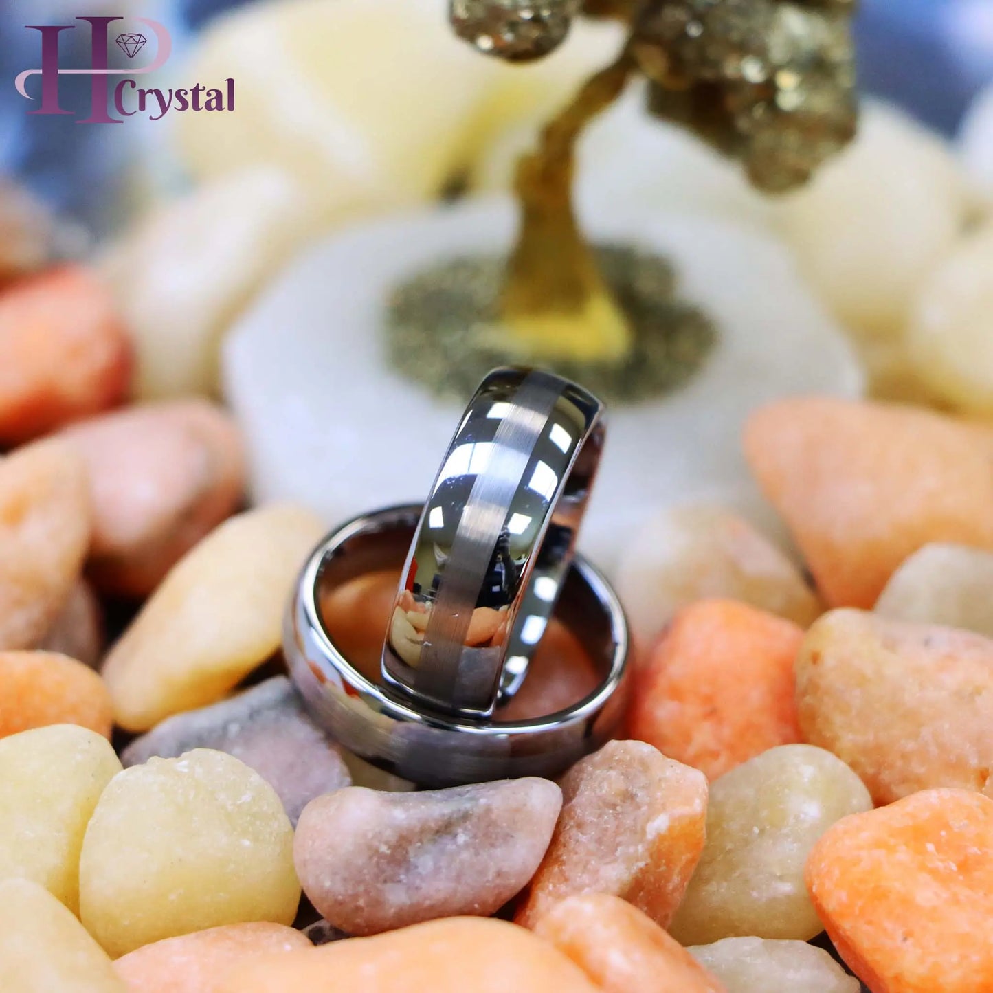 Polished Shiny with Brushed Center Tungsten Ring