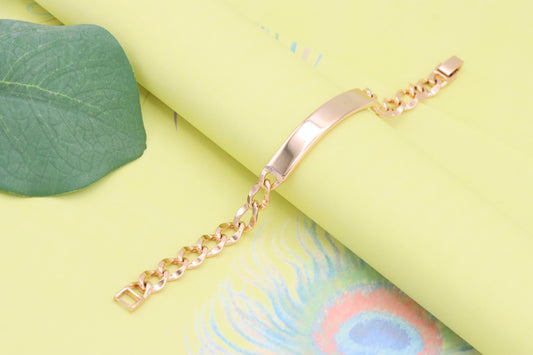Rose Gold Plated Bracelet with Bold Polished ID Bar Chain Design, XPBL1081 (2108-10)