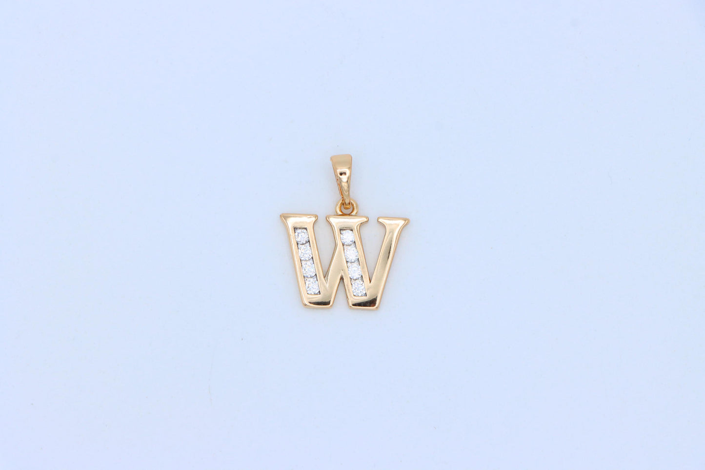 Rose Gold Letter W Pendant with Crystals – Elegant Personalized Charm,XPPT1372 (2132-9)