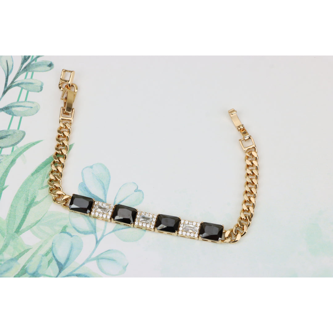 Rose Gold Bracelet with Black and White Stones, XPBL0685 (2069-4)