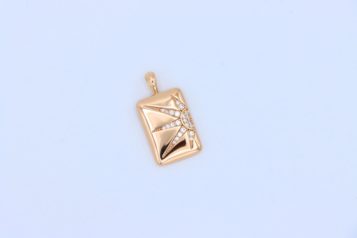 Rose Gold Rectangle Pendant with Starburst CZ Design, XPPT1842 (2155-8)