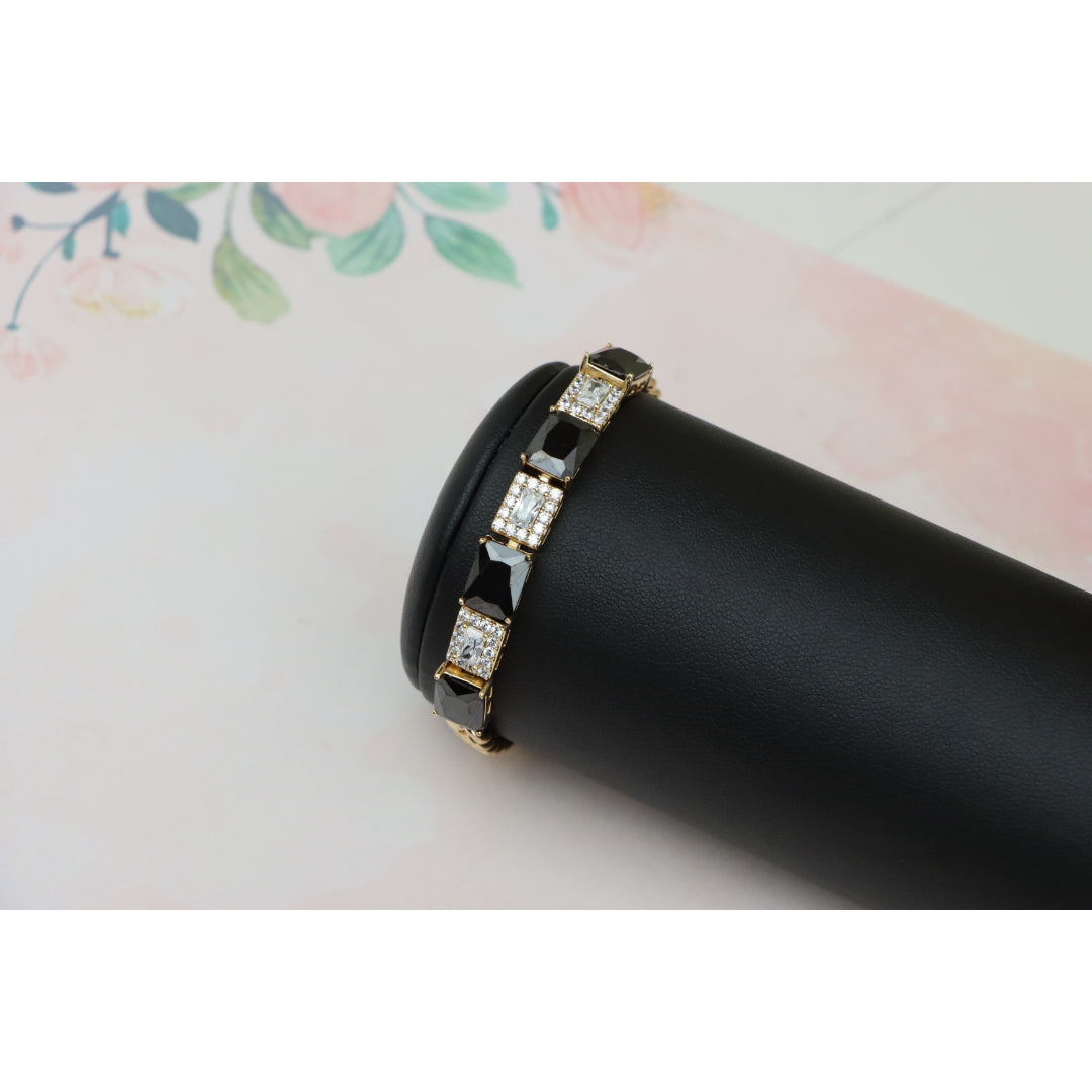 Rose Gold Bracelet with Black and White Stones, XPBL0685 (2069-4)