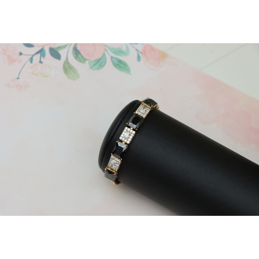 Rose Gold Bracelet with Black and White Stones, XPBL0685 (2069-4)