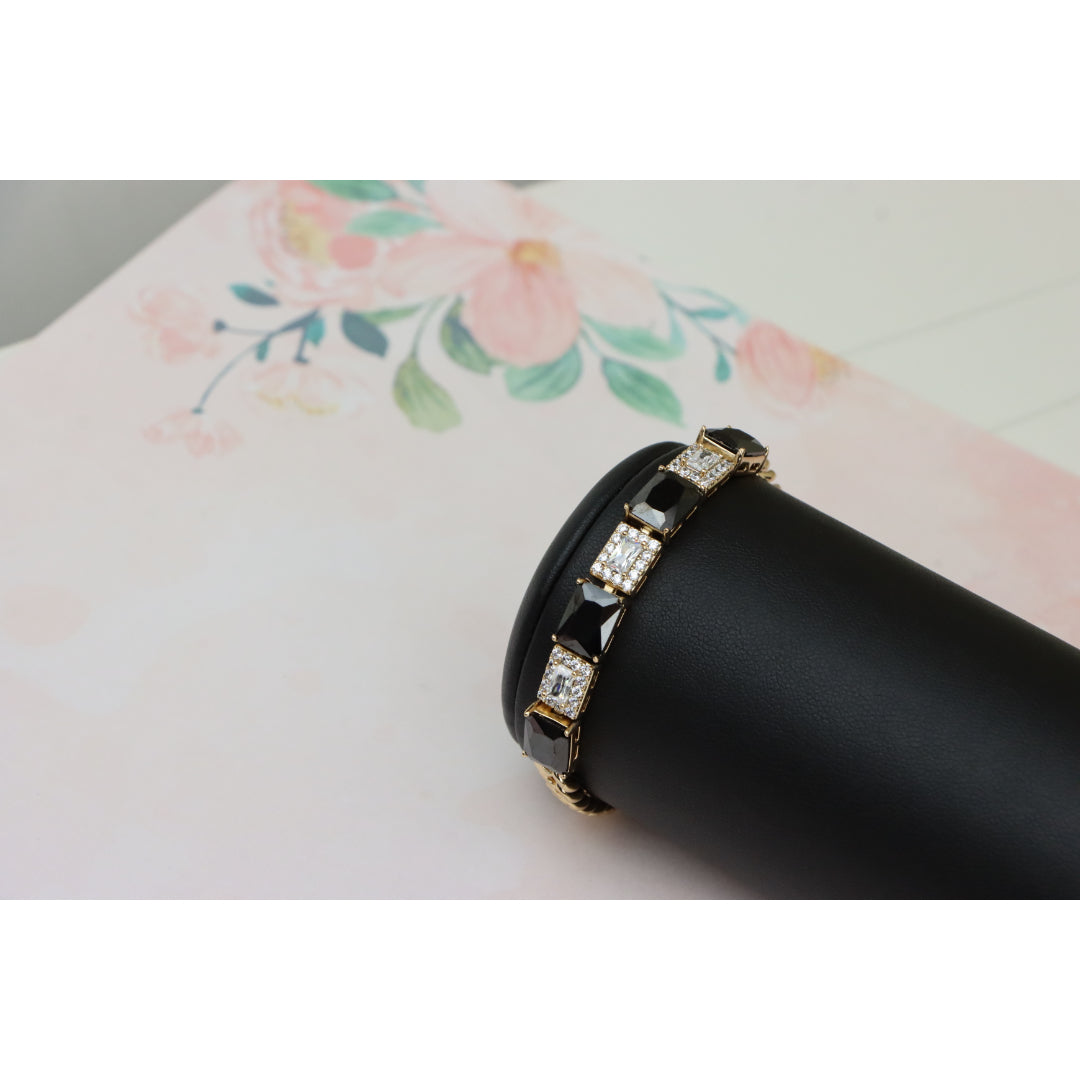 Rose Gold Bracelet with Black and White Stones, XPBL0685 (2069-4)
