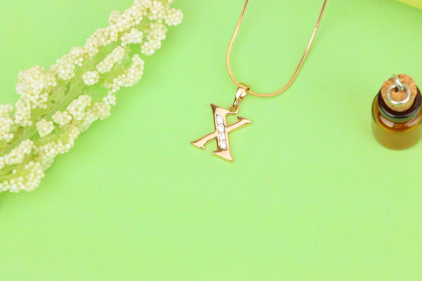 Rose Gold Alphabet X Pendant with Crystals – Stylish Initial Charm,XPPT1373 (2132-9)
