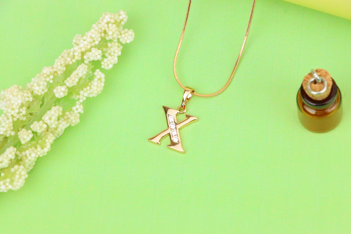 Rose Gold Alphabet X Pendant with Crystals – Stylish Initial Charm,XPPT1373 (2132-9)